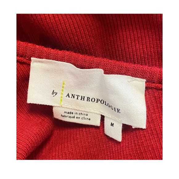 Anthropologie One Shoulder Long Sleeve Ruffle Top Red Medium - Picture 4 of 5
